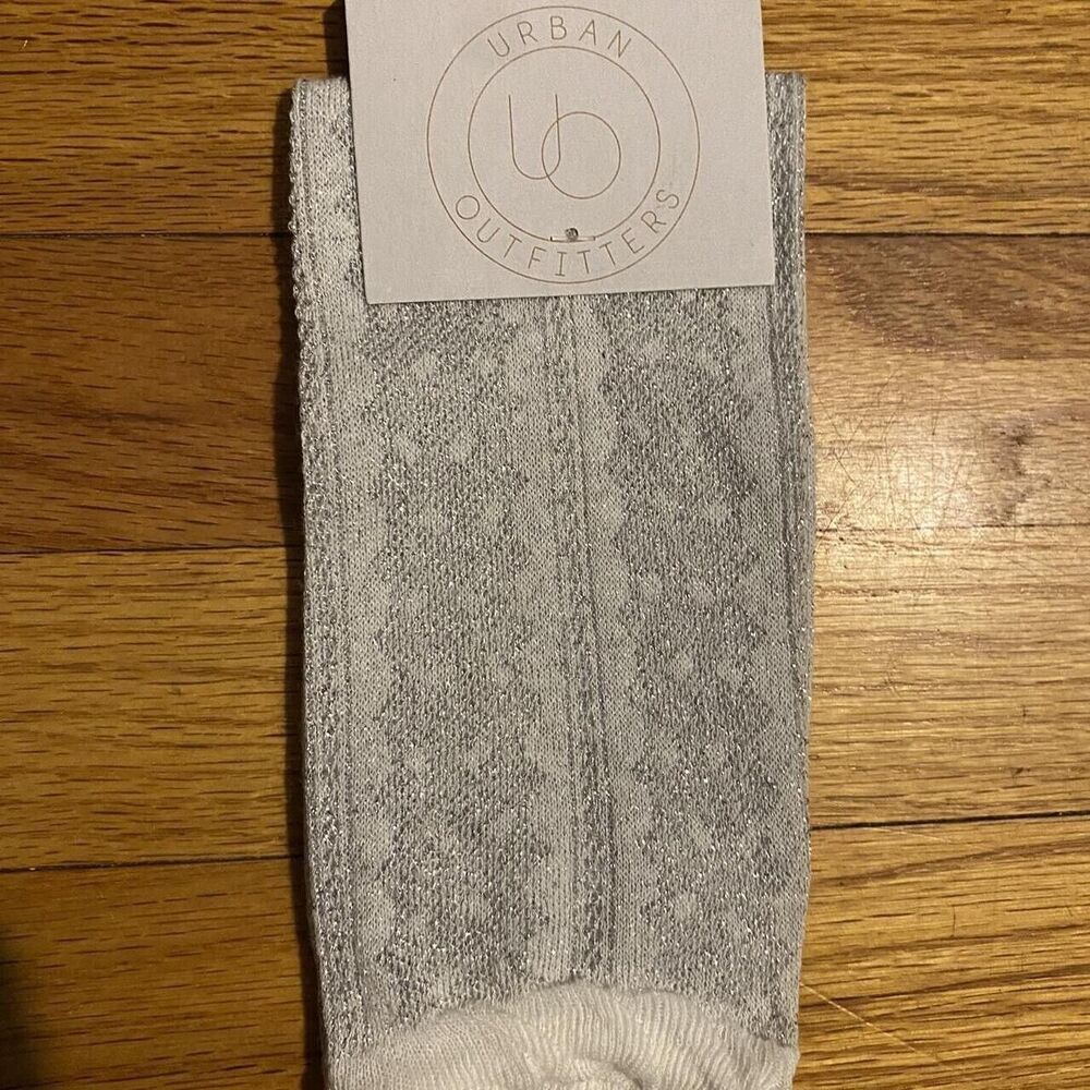 Urban Outfitters Sheer Shimmer Crew Socks, White, New! $16